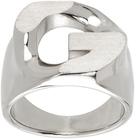 Givenchy: Silver G Chain Ring 